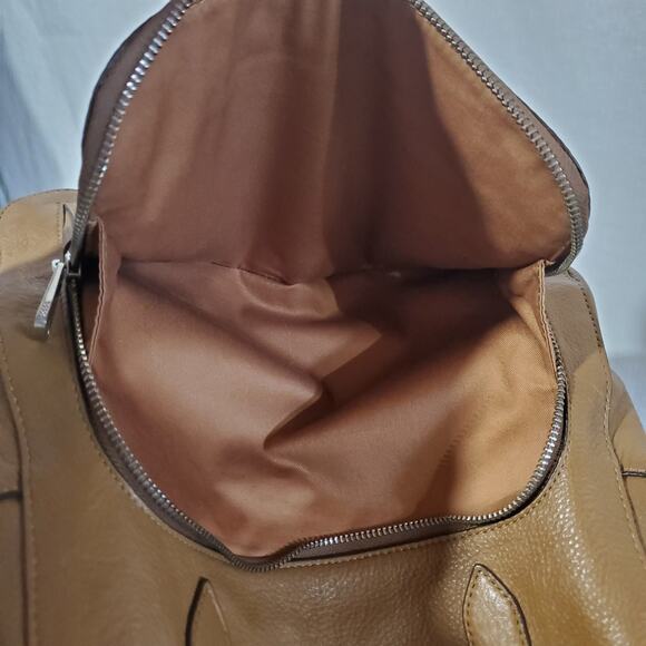 Fossil Riley Pebbled Leather Backpack Purse Medium Camel Tan Double Strap Bag - Picture 13 of 16